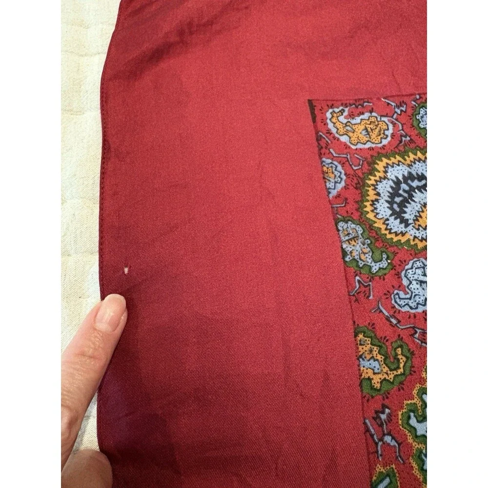 Vintage Liberty of London Red Silk Paisley Scarf 34 X 34 Inch Made In England
